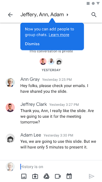 Add people to a group conversation in Google Chat