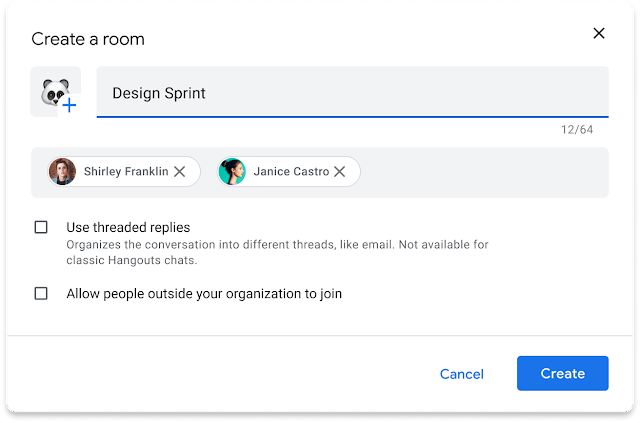 Create a new unthreaded room in Google Chat