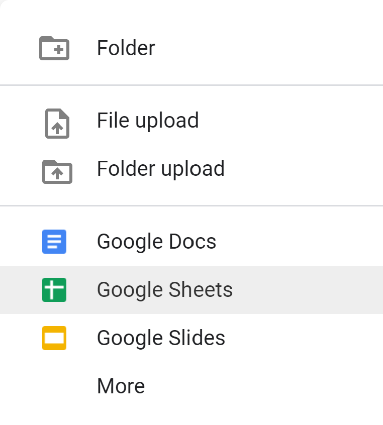 Create a new Google Sheet