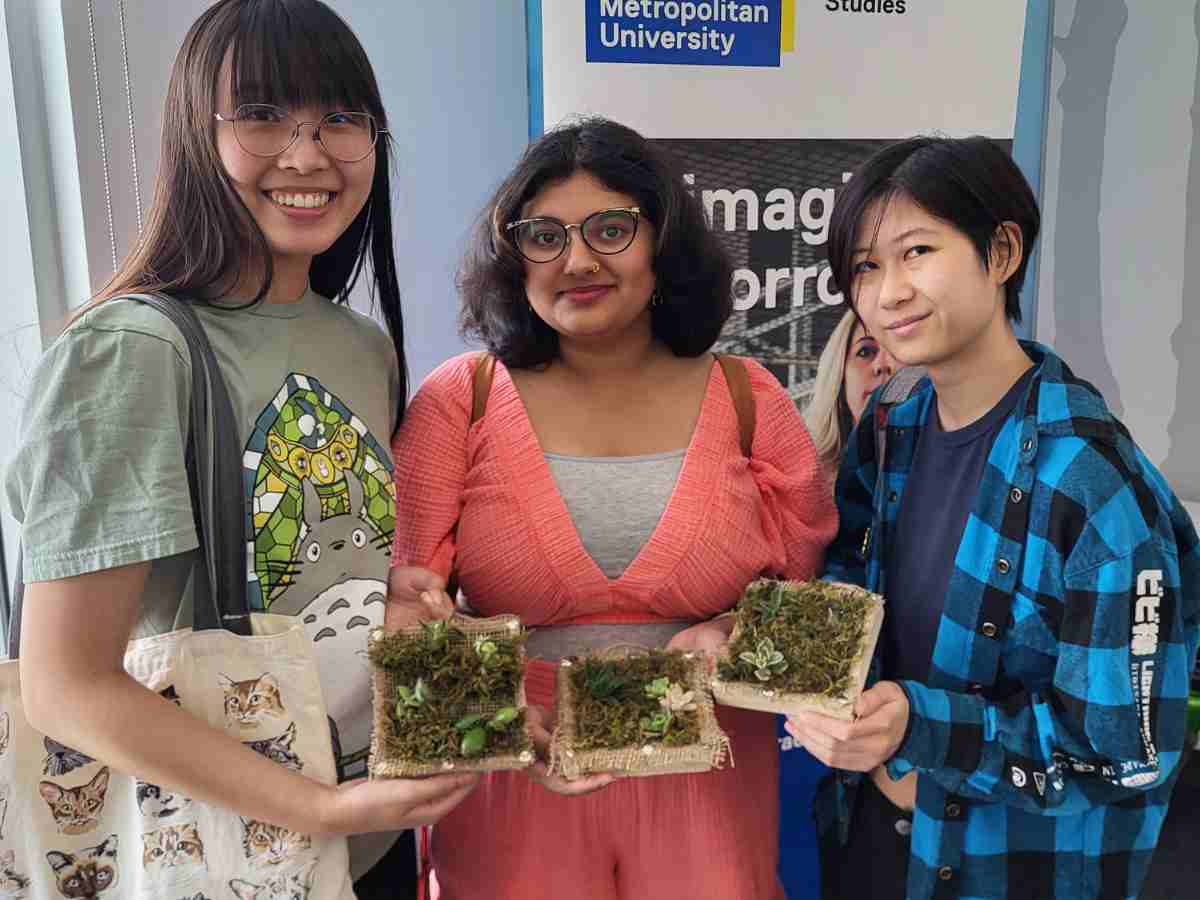Molecular Science MSc students proudly display their succulent art creations at GRAD Art Break.