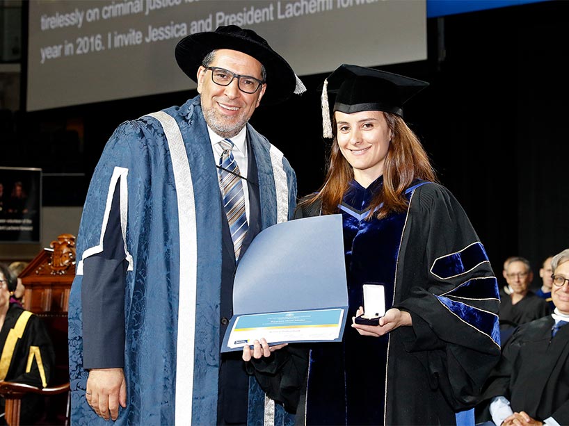 Jessica Sutherland with President Mohamed Lachemi