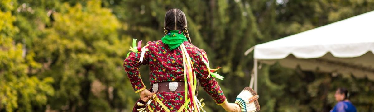 Pow Wow dancer in traditional regalia