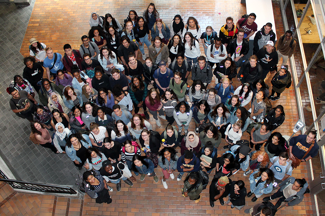 Group shot of the class of 2021 on their Orientation.