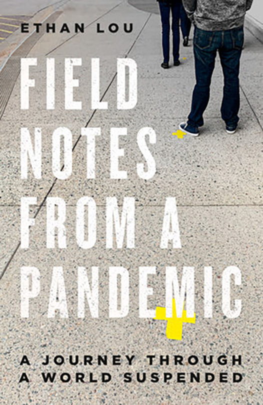 Cover of "Field Notes from a Pandemic," which depicts people lining up six feet apart. 