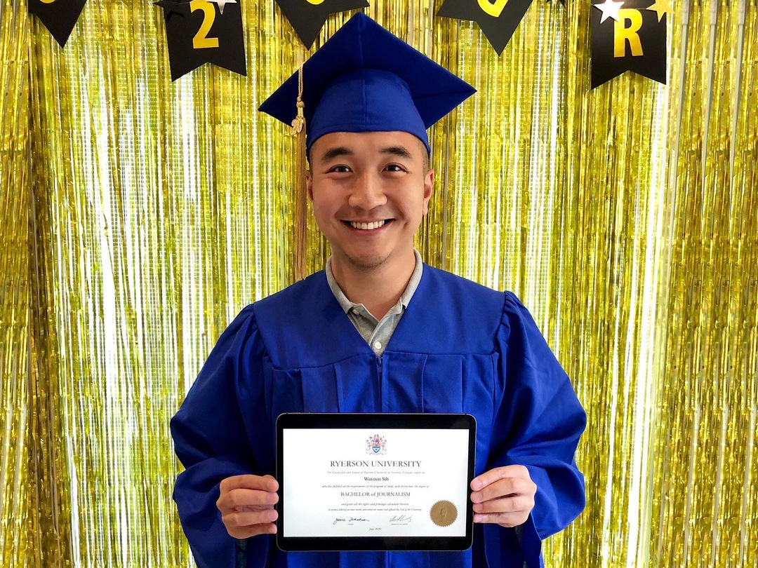 Photo of Winston Sih at his home graduation celebration. 