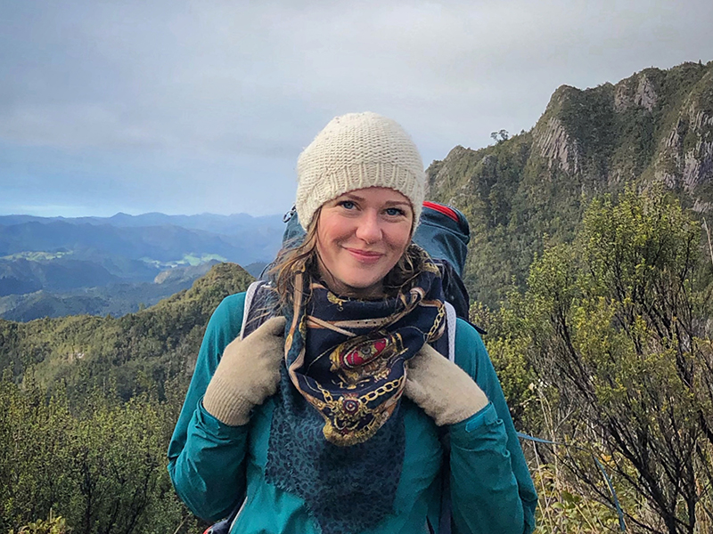 Jessica Wynne Lockhart hiking in New Zealand.