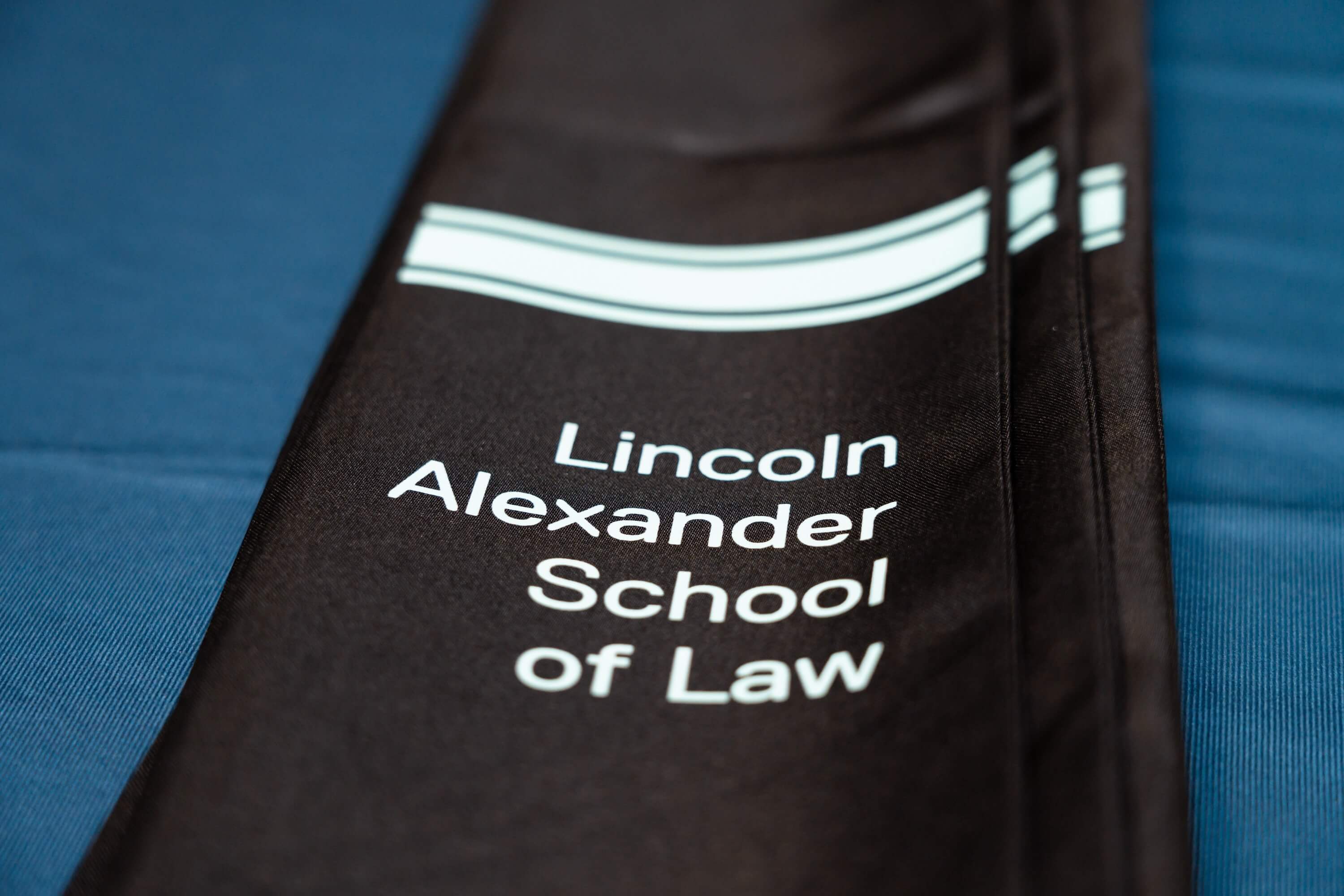 a close up of a Lincoln Alexander School of Law stole.