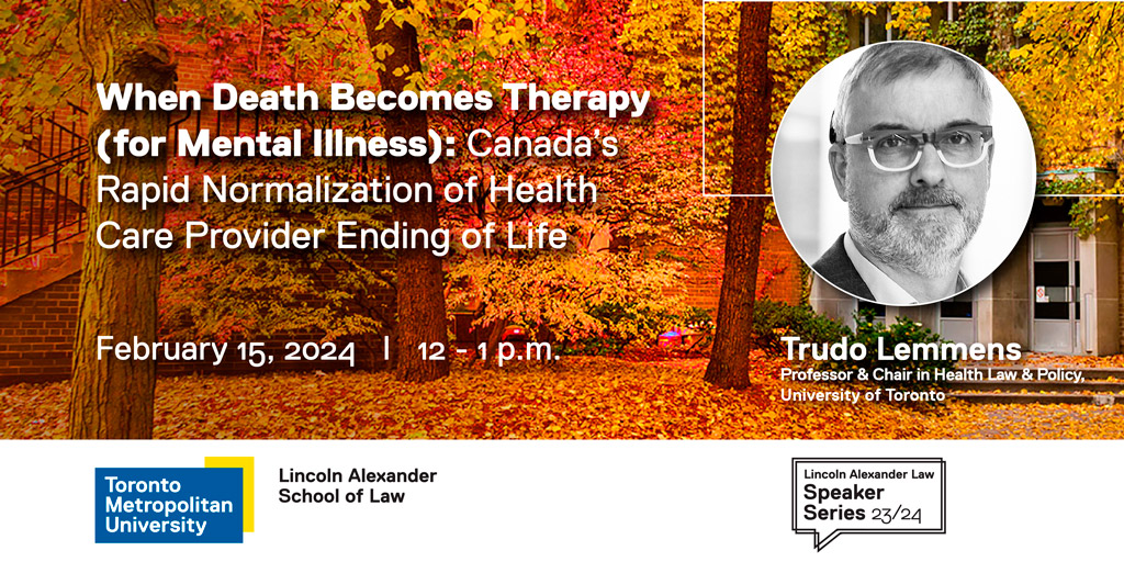 Event: When Death Becomes Therapy (for Mental Illness) with headshot of Prof. Trudo Lemmens