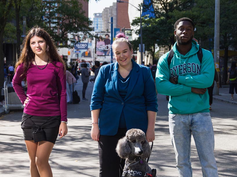 Students posing on Gould Street