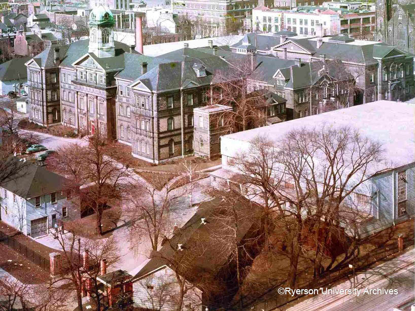 Early colour photograph of Ryerson campus, taken in 1951 