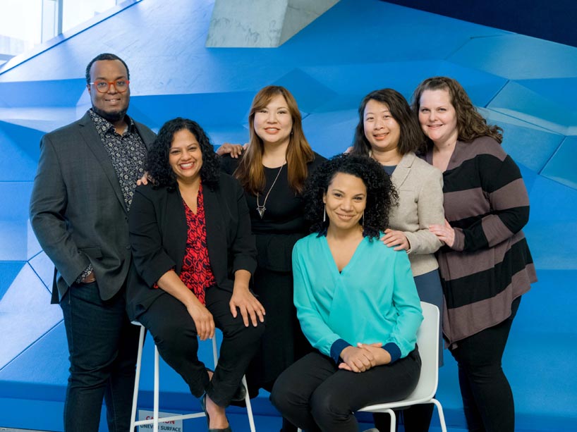 From left: Ahmed Ahmed, Tanya (Toni) DeMello, Elya Porter, Robin Fraser, Grace Chau and Katie Solomon