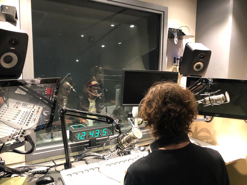 Two men in a recording booth