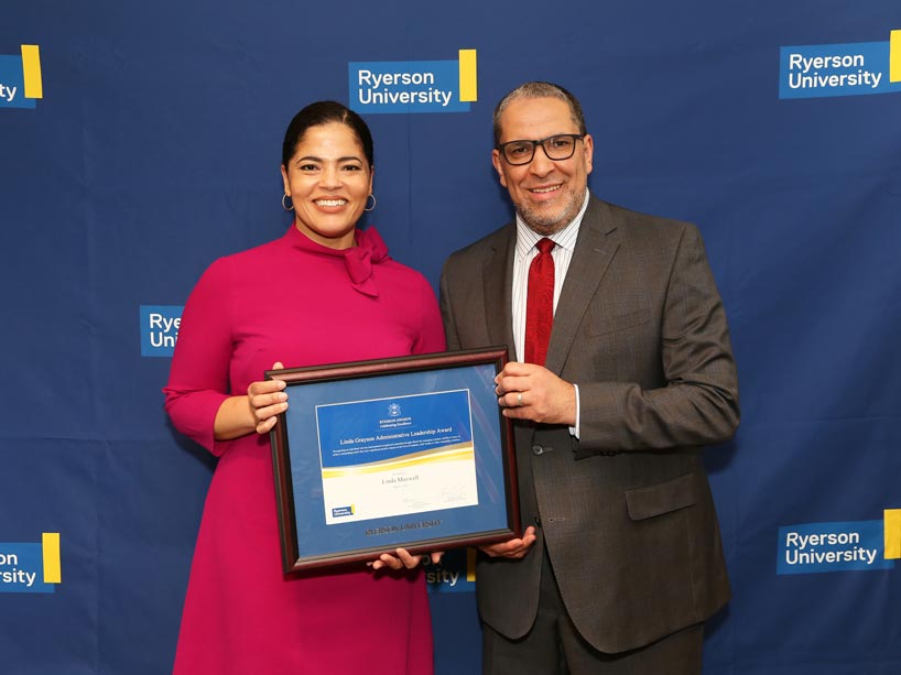 From left: Dr. Linda Maxwell and President Mohamed Lachemi