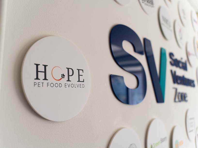 HOPE Pet Food and Social Ventures Zone logos. Photo credit: Jaye Huynh.