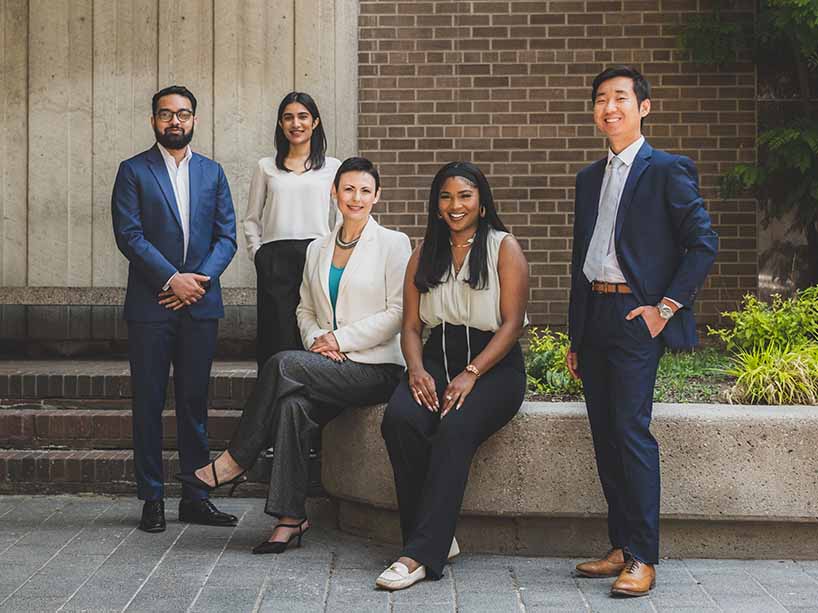 From left to right: Arshad Auckbarallee, Ridhey Gill, Oksana Romanov, Shanté Brown, Leo Cho.