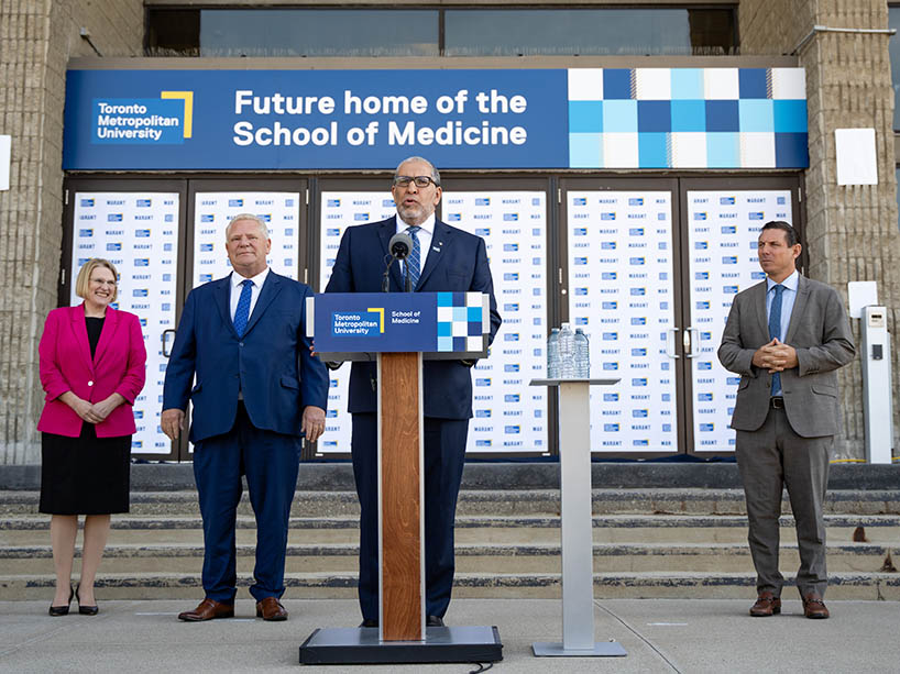 From left, Sylvia Jones, Doug Ford, Mohamed Lachemi and Patrick Brown