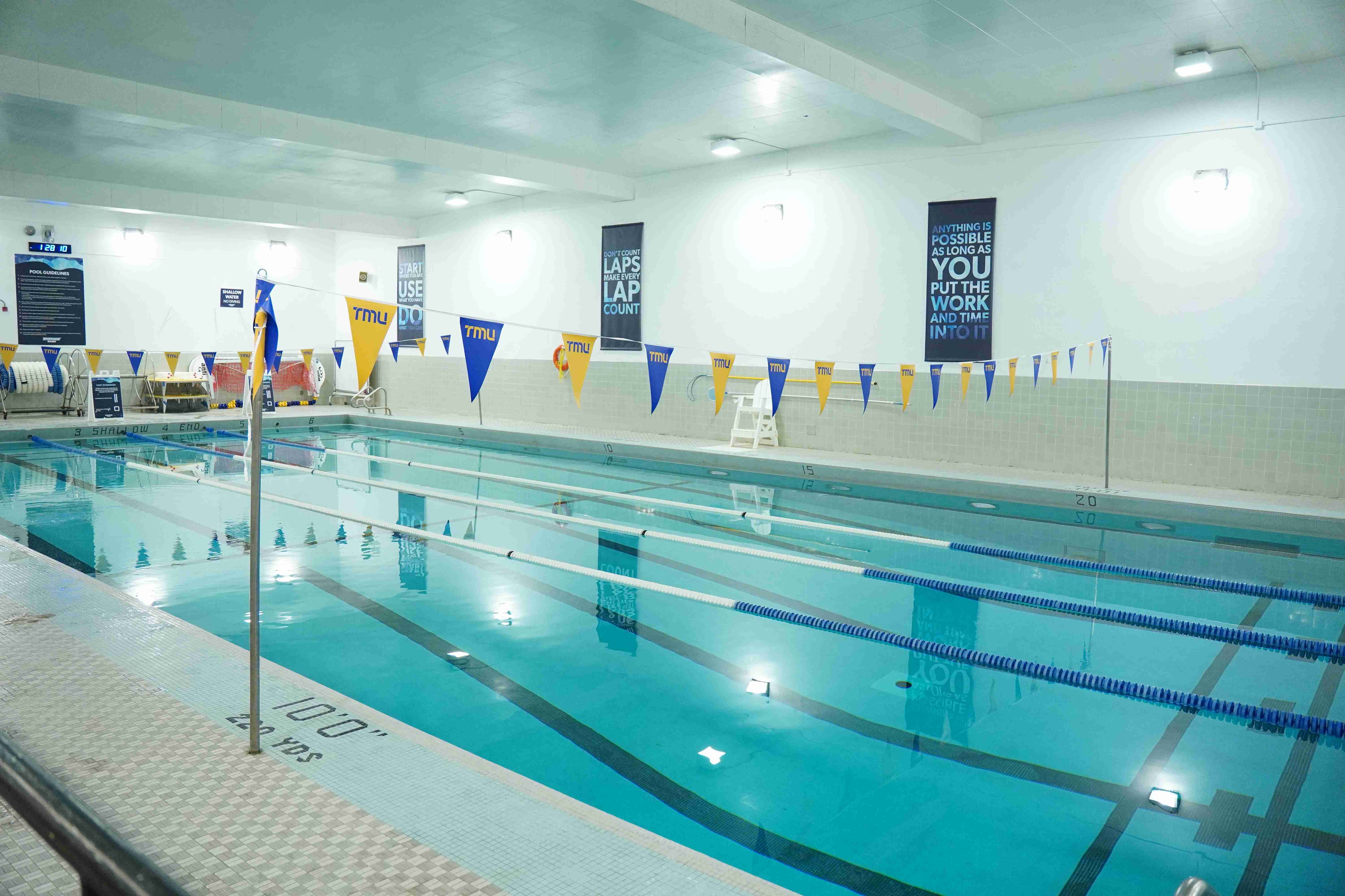 A view of the TMU Swimming pool looking.