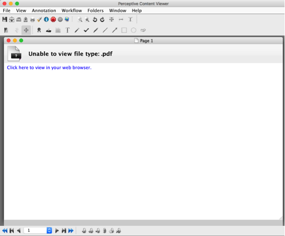 Perceptive Content Viewer window with option to open PDF in browser