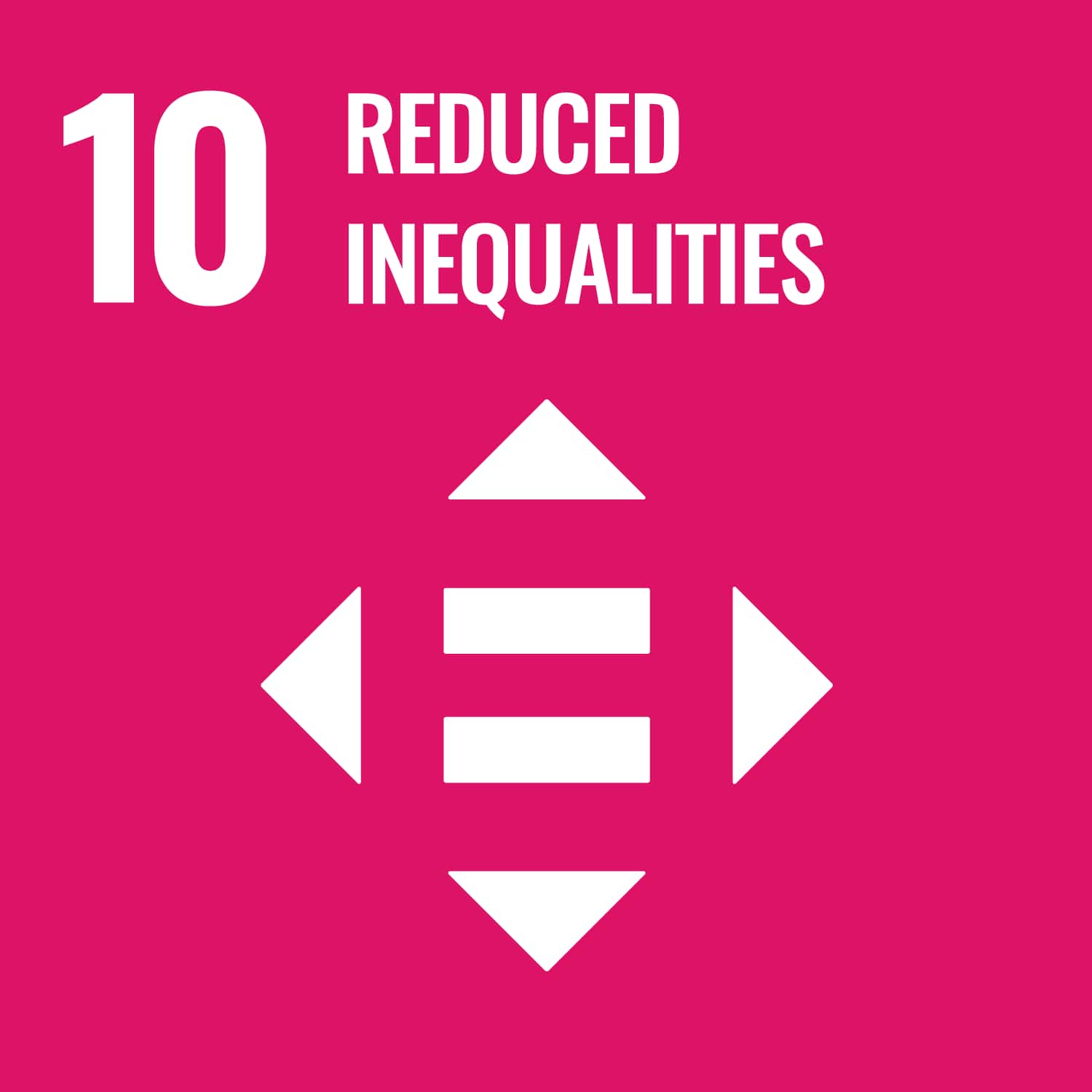 The logo for United Nations Sustainable Development Goal (SDG) 10: Reduced Inequalities