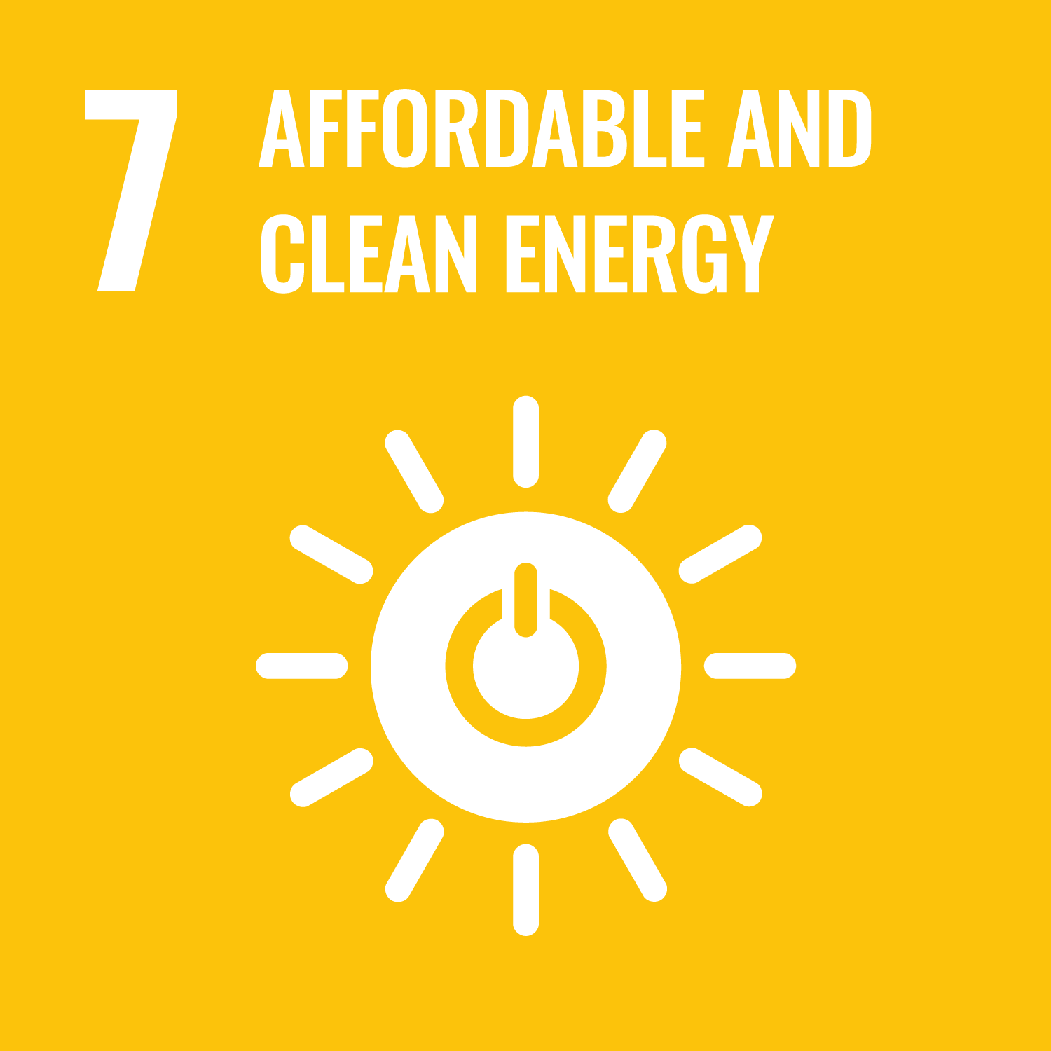 The logo for United Nations Sustainable Development Goal (SDG) 7: Affordable and Clean Energy