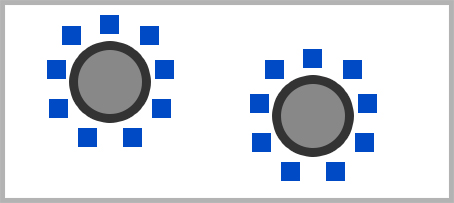 An illustration depicting a Conference-rounds room setup with 10 tables of 9 people