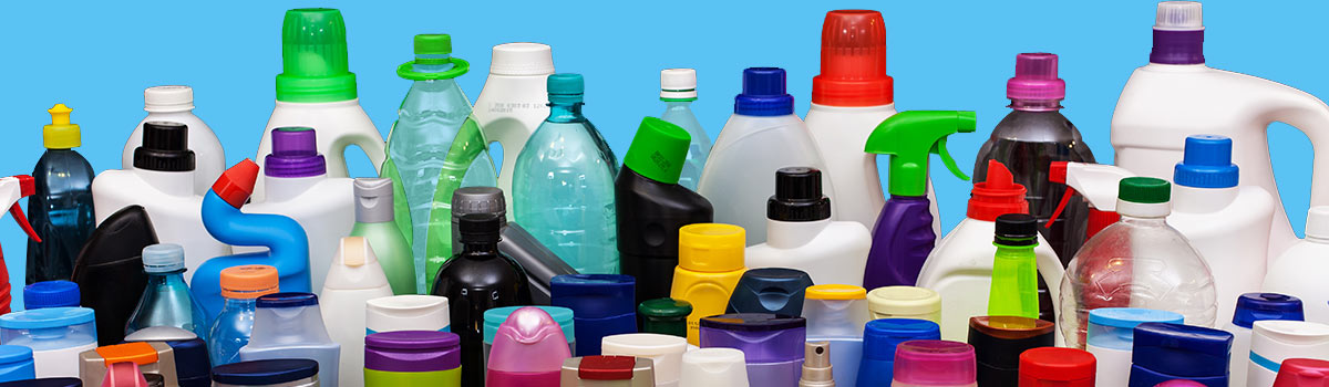 Assorted household plastic bottles