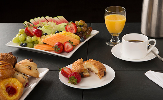 A breakfast spread from TMU Eats catering.