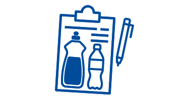 Icon of a clipboard with plastic bottles.