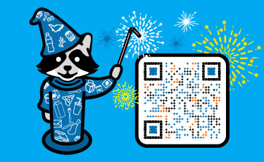 Cartoon illustration of a raccoon in wizard robes.