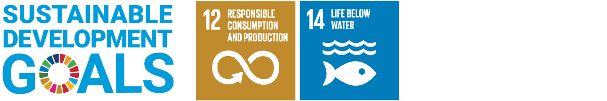 UN Sustainable Development Goals icons for life below water, responsible consumption & production.