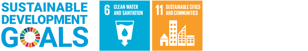 UN Sustainable Development Goals icons for clean water & sanitation, sustainable cities & communities,.