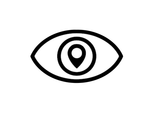 Gaze logo: an eye with a navigation point in the middle