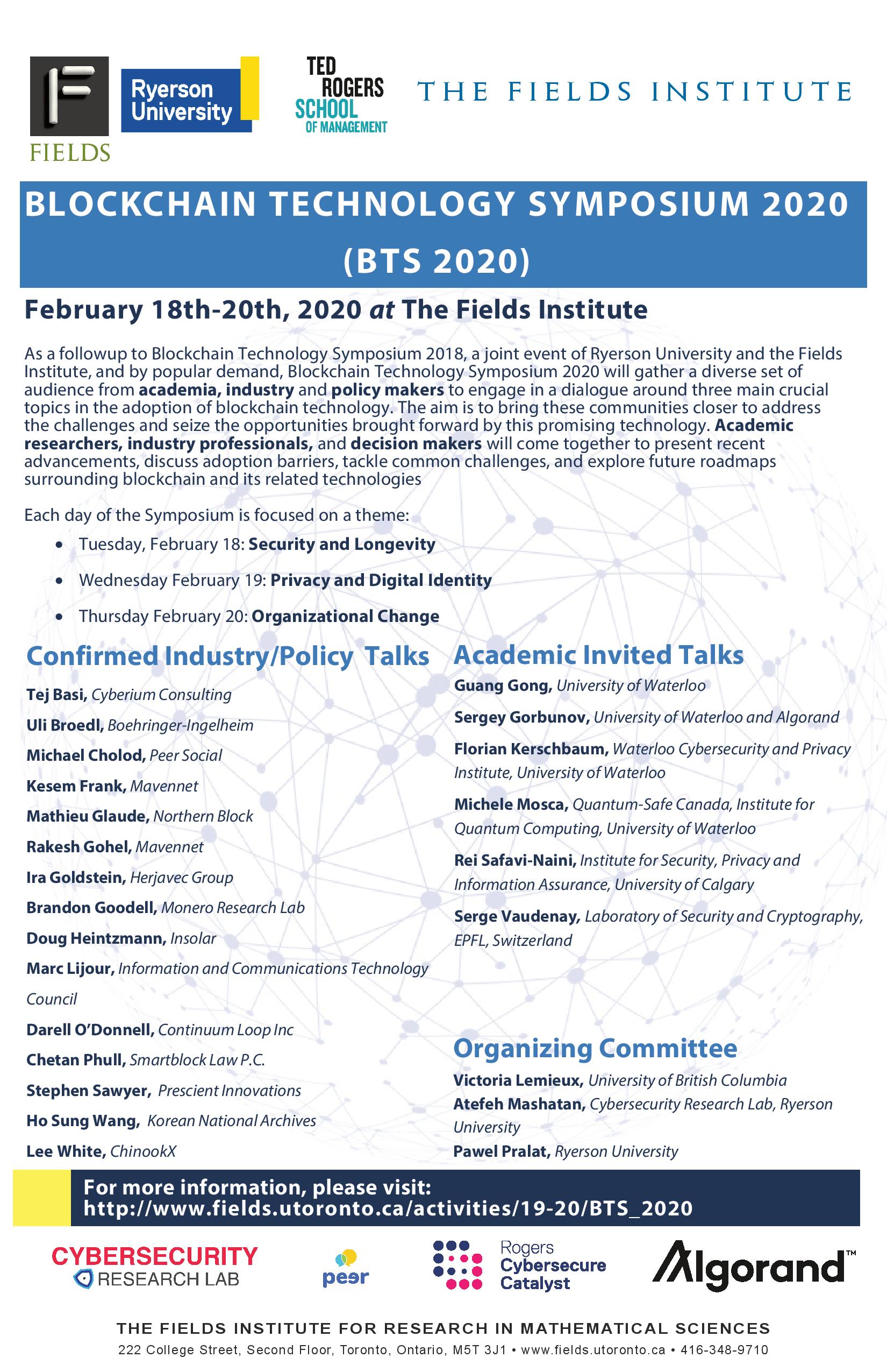 Blockchain technology symposium 2020 event poster