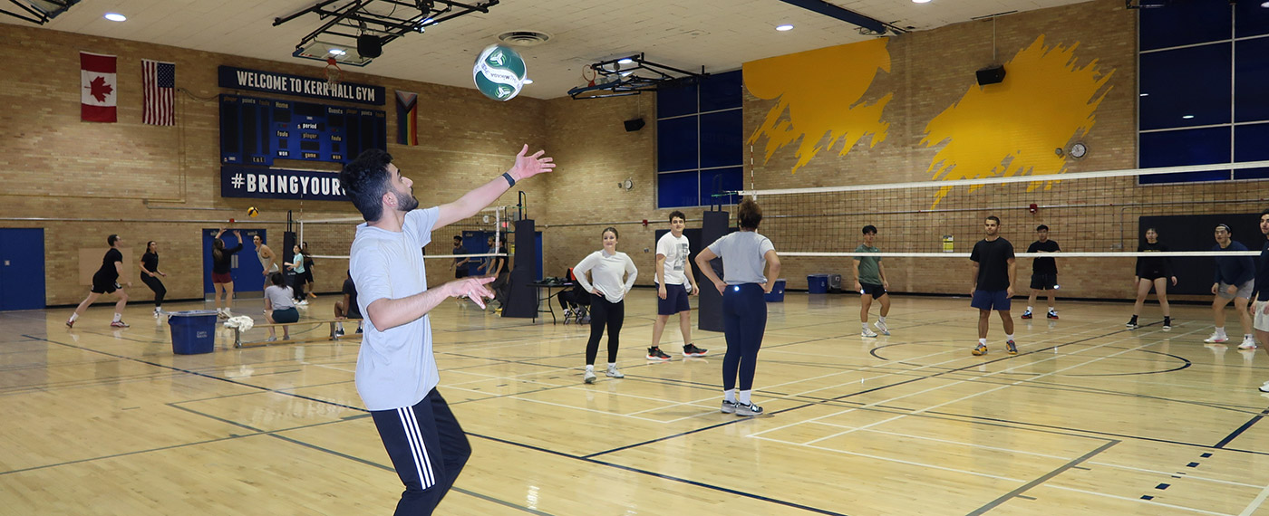 Players at a volleyball game at the Mattamy Athletic Centre