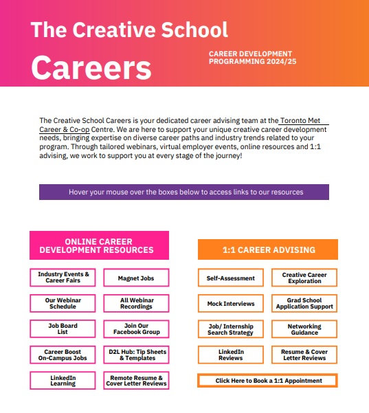 The Creative School Careers PDF, which contains further links to career resources.