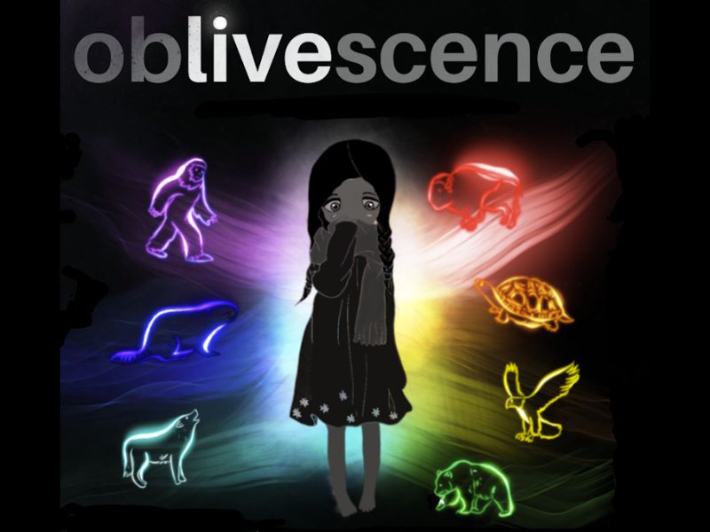 A digital poster with the the word Oblivescence