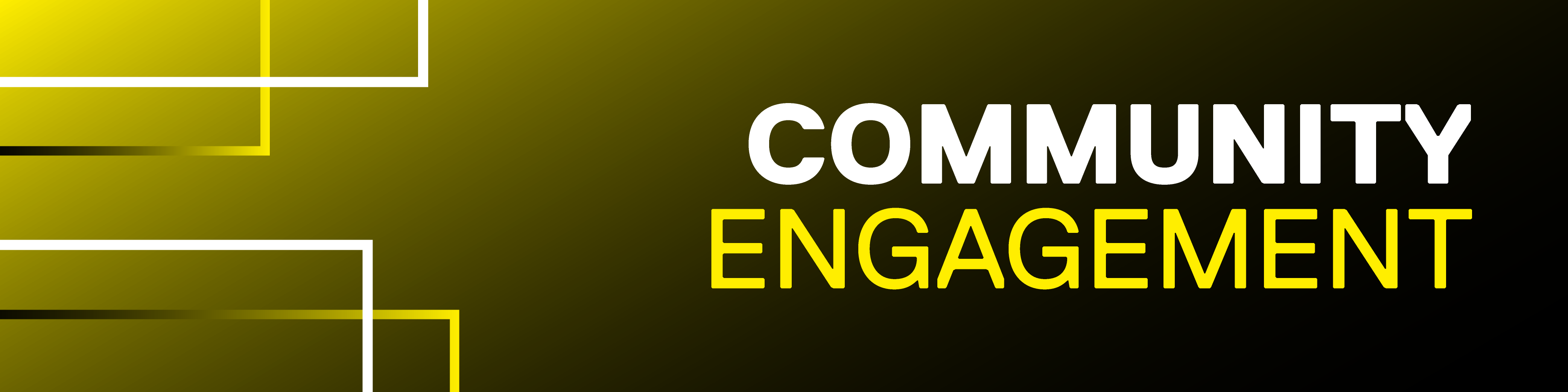 a yellow headline graphic saying community engagement